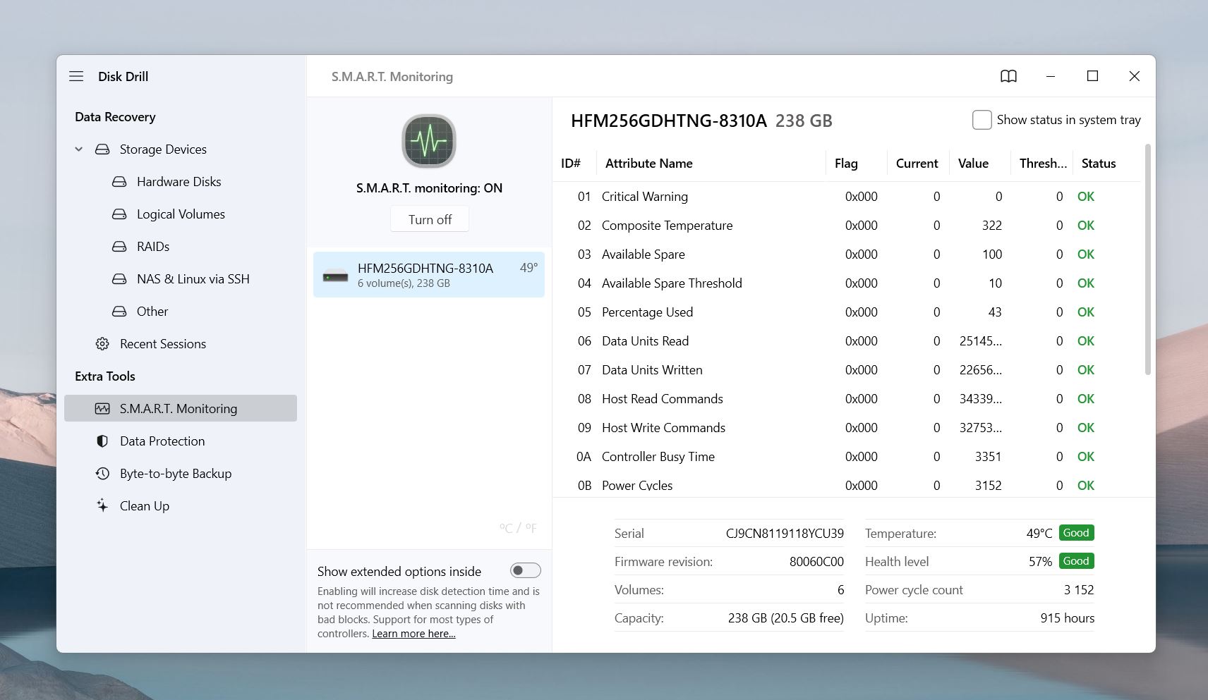 S.M.A.R.T. monitoring feature in Disk Drill